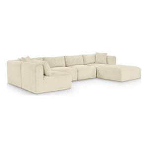 Meridian Furniture 6-Piece Cream Corduroy Performance Fabric Modular Sectional