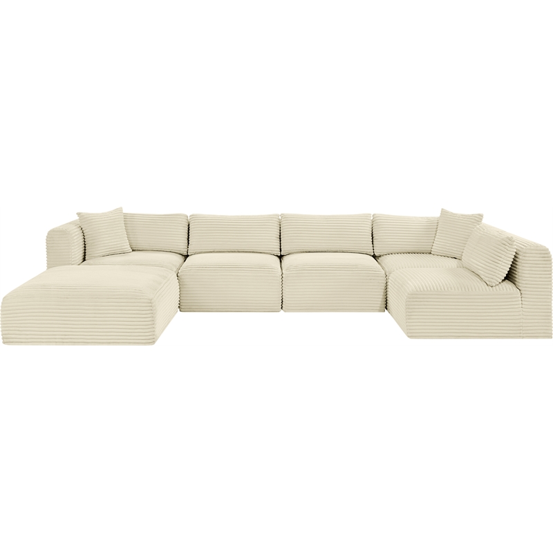 Meridian Furniture 6-Piece Cream Corduroy Performance Fabric Modular Sectional