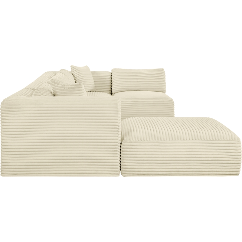 Meridian Furniture 6-Piece Cream Corduroy Performance Fabric Modular Sectional