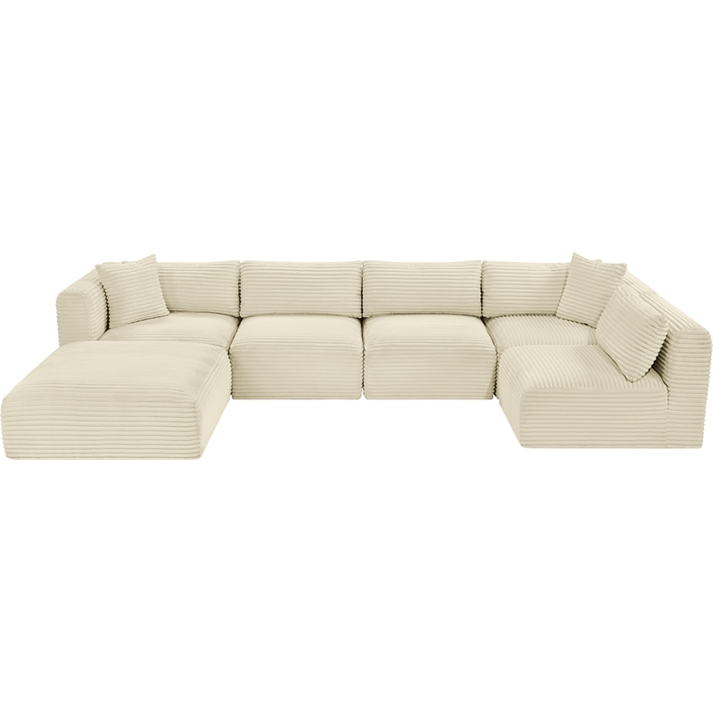 Meridian Furniture 6-Piece Cream Corduroy Performance Fabric Modular Sectional