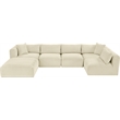 Meridian Furniture 6-Piece Cream Corduroy Performance Fabric Modular Sectional