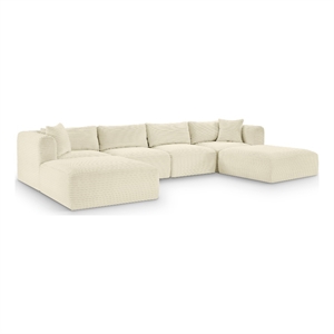 Meridian Furniture 6-Piece Cream Corduroy Performance Fabric Modular Sectional
