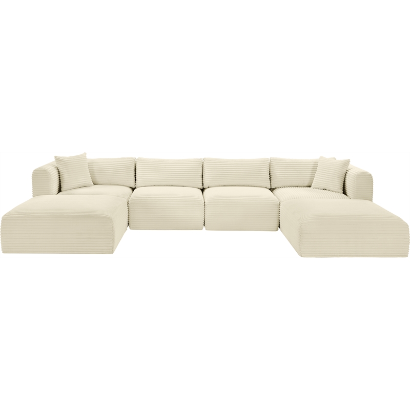 Meridian Furniture 6-Piece Cream Corduroy Performance Fabric Modular Sectional