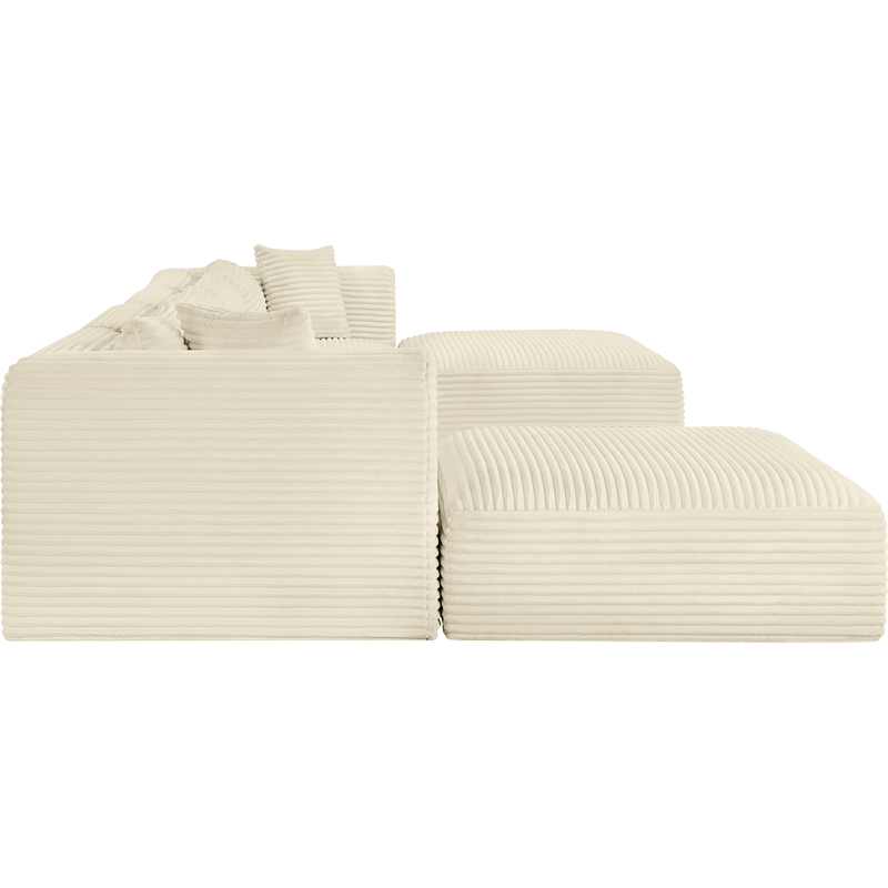 Meridian Furniture 6-Piece Cream Corduroy Performance Fabric Modular Sectional