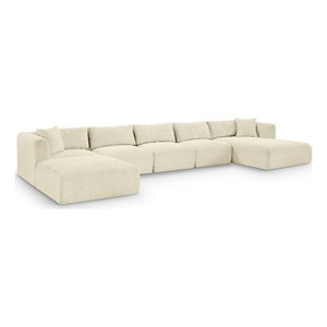 Meridian Furniture 6-Piece Cream Corduroy Performance Fabric Modular Sectional