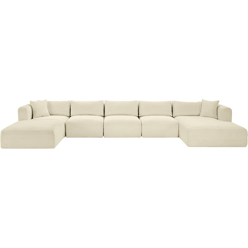 Meridian Furniture 6-Piece Cream Corduroy Performance Fabric Modular Sectional