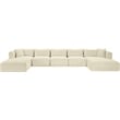 Meridian Furniture 6-Piece Cream Corduroy Performance Fabric Modular Sectional