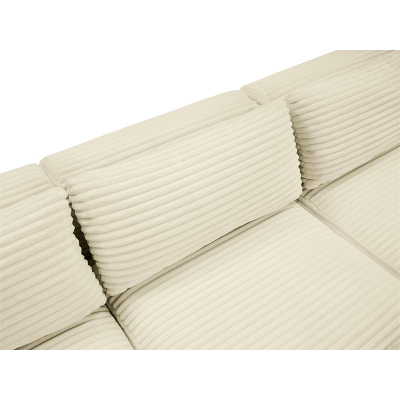 Meridian Furniture 6-Piece Cream Corduroy Performance Fabric Modular Sectional