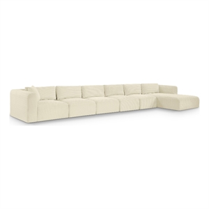 Meridian Furniture 6-Piece Cream Corduroy Performance Fabric Modular Sectional