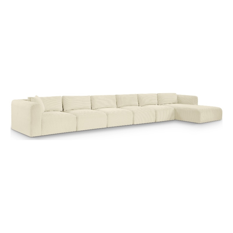 Meridian Furniture 6-Piece Cream Corduroy Performance Fabric Modular Sectional