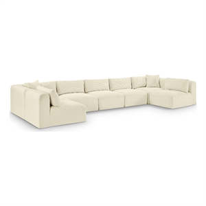 Meridian Furniture 7-Piece Cream Corduroy Performance Fabric Modular Sectional