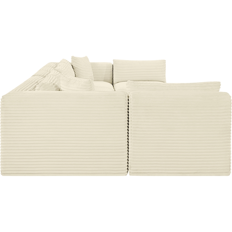 meridian furniture 7-piece cream corduroy performance fabric modular sectional