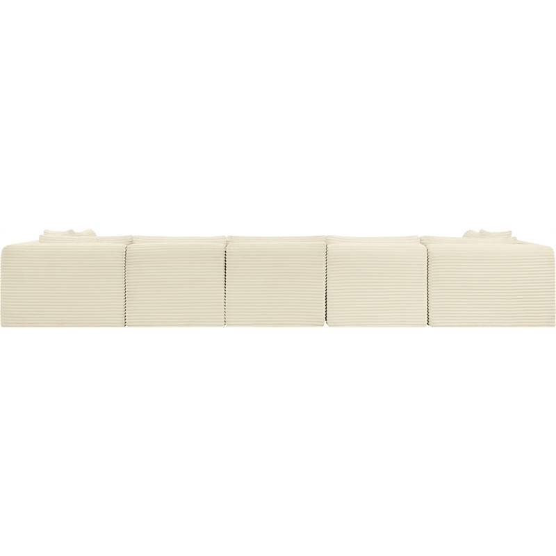 meridian furniture 7-piece cream corduroy performance fabric modular sectional