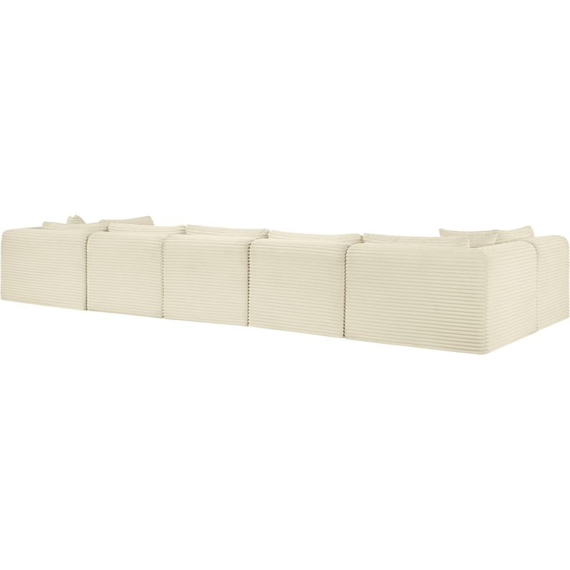 meridian furniture 7-piece cream corduroy performance fabric modular sectional