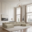 Meridian Furniture 7-Piece Cream Corduroy Performance Fabric Modular Sectional