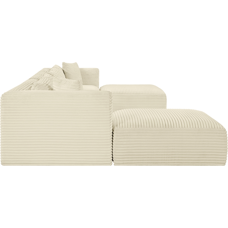 Meridian Furniture 7-Piece Cream Corduroy Performance Fabric Modular Sectional