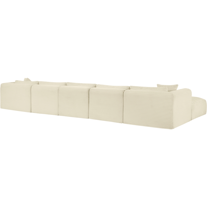Meridian Furniture 7-Piece Cream Corduroy Performance Fabric Modular Sectional