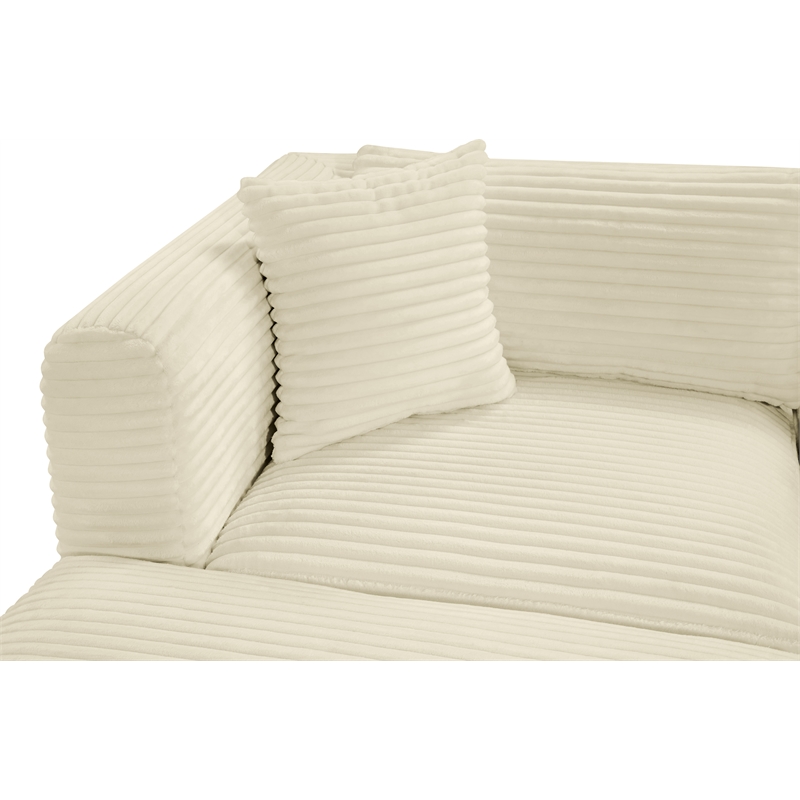 Meridian Furniture 7-Piece Cream Corduroy Performance Fabric Modular Sectional
