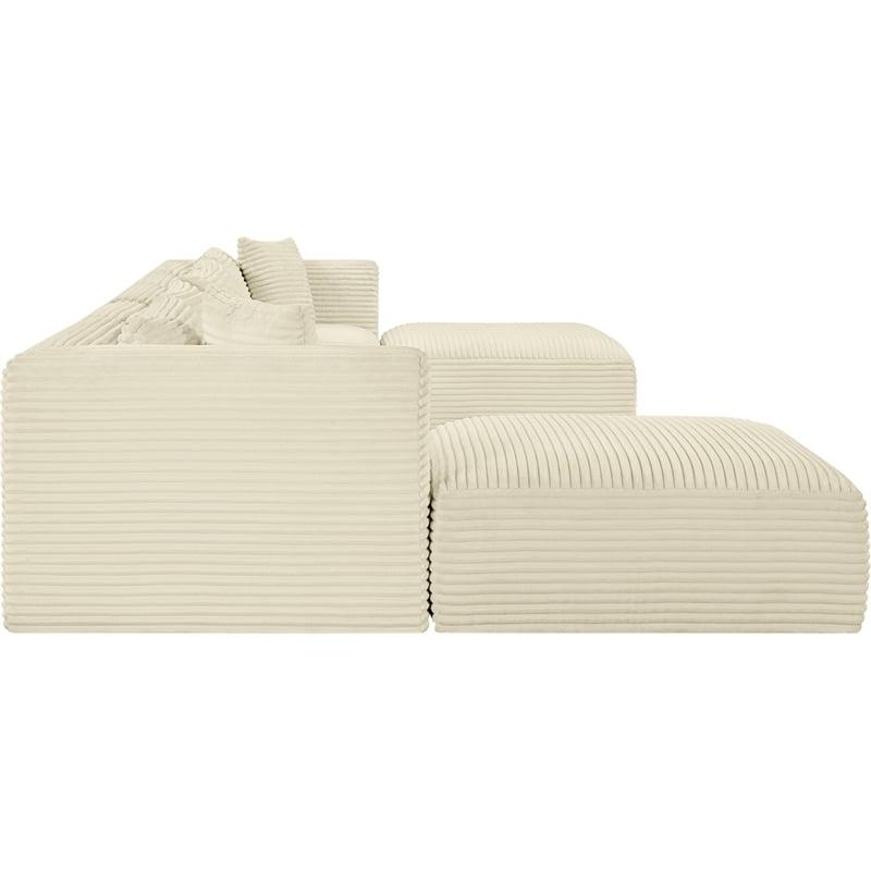 Meridian Furniture 7-Piece Cream Corduroy Performance Fabric Modular Sectional