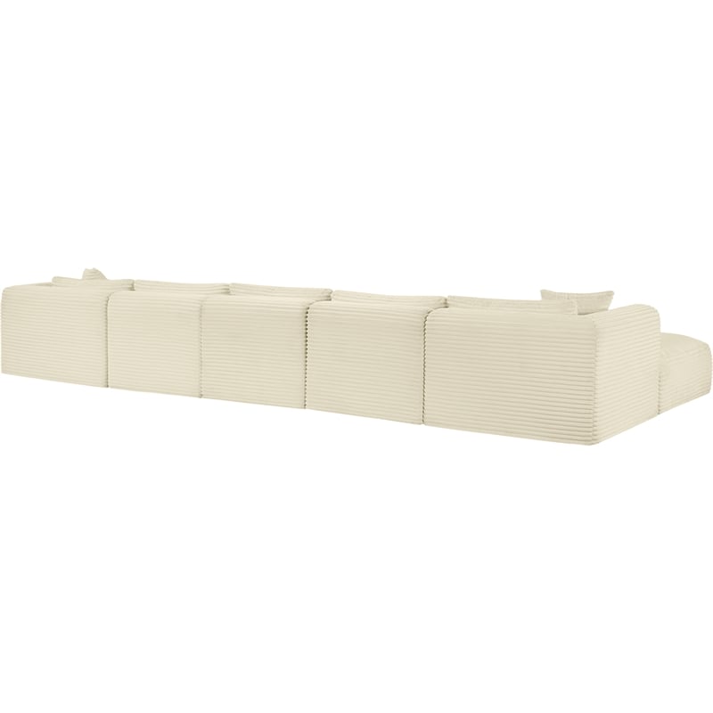 Meridian Furniture 7-Piece Cream Corduroy Performance Fabric Modular Sectional