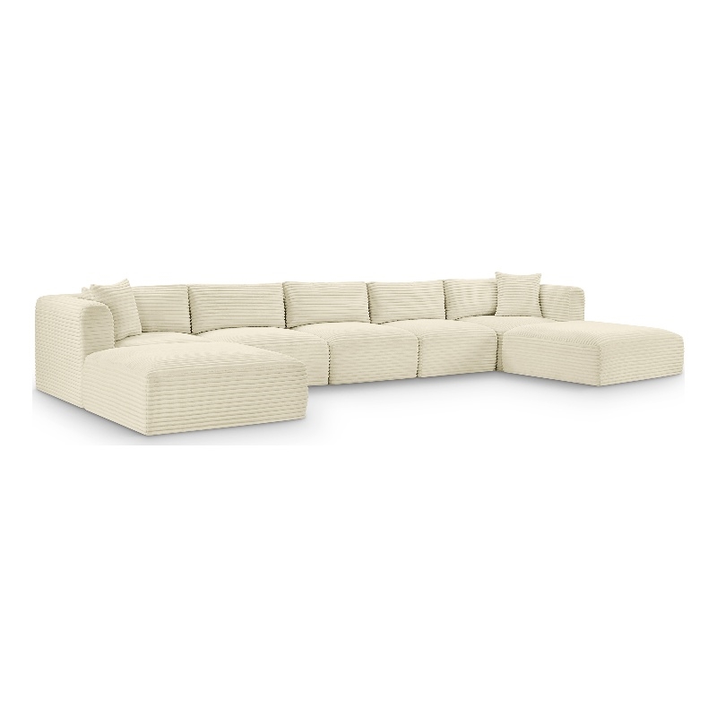 Meridian Furniture 7-Piece Cream Corduroy Performance Fabric Modular Sectional
