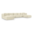Meridian Furniture 7-Piece Cream Corduroy Performance Fabric Modular Sectional