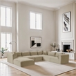 Meridian Furniture 7-Piece Cream Corduroy Performance Fabric Modular Sectional
