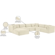 Meridian Furniture 7-Piece Cream Corduroy Performance Fabric Modular Sectional