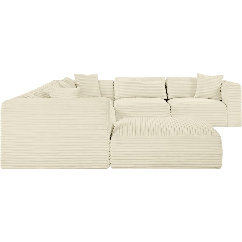 Meridian Furniture 7-Piece Cream Corduroy Performance Fabric Modular Sectional