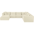 Meridian Furniture 7-Piece Cream Corduroy Performance Fabric Modular Sectional