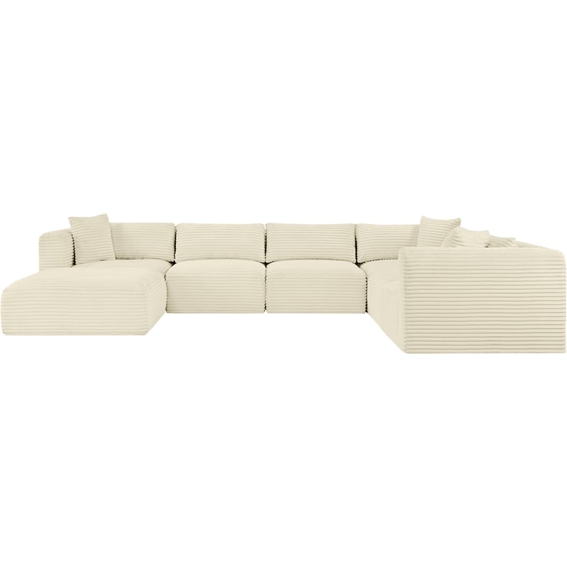Meridian Furniture 7-Piece Cream Corduroy Performance Fabric Modular Sectional