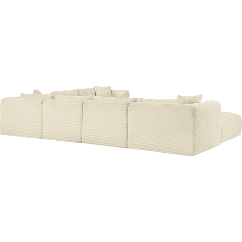 Meridian Furniture 7-Piece Cream Corduroy Performance Fabric Modular Sectional