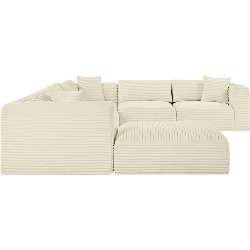Meridian Furniture 7-Piece Cream Corduroy Performance Fabric Modular Sectional
