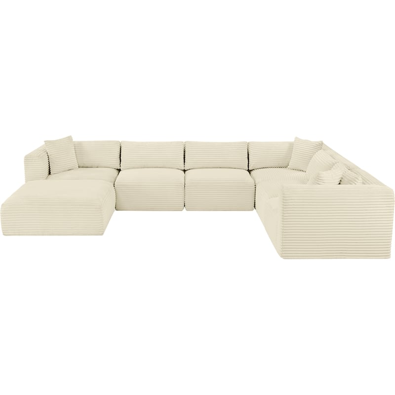 Meridian Furniture 7-Piece Cream Corduroy Performance Fabric Modular Sectional
