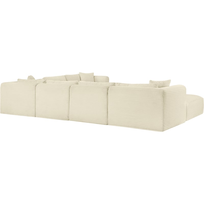 Meridian Furniture 7-Piece Cream Corduroy Performance Fabric Modular Sectional
