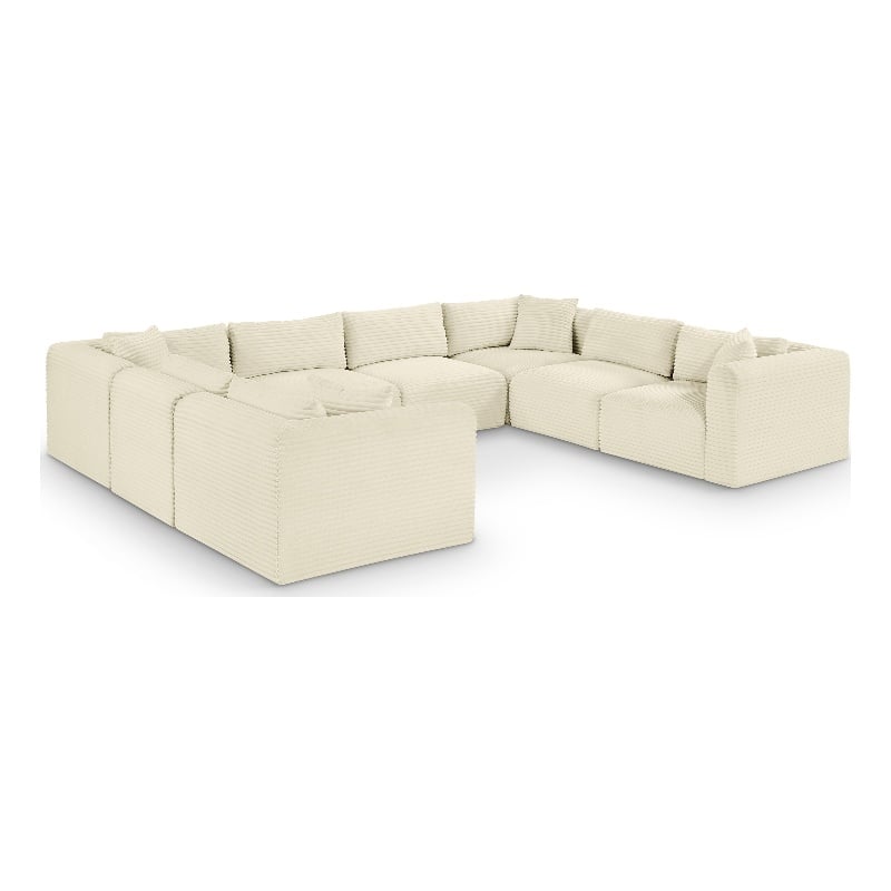 Meridian Furniture 8-Piece Cream Corduroy Performance Fabric Modular Sectional