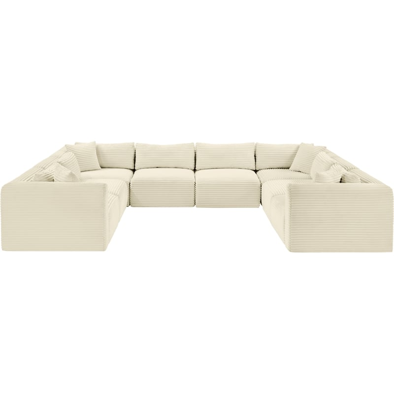 Meridian Furniture 8-Piece Cream Corduroy Performance Fabric Modular Sectional