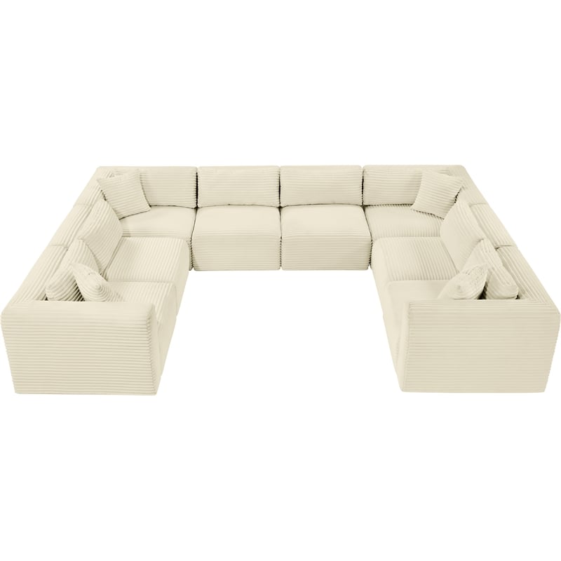 Meridian Furniture 8-Piece Cream Corduroy Performance Fabric Modular Sectional