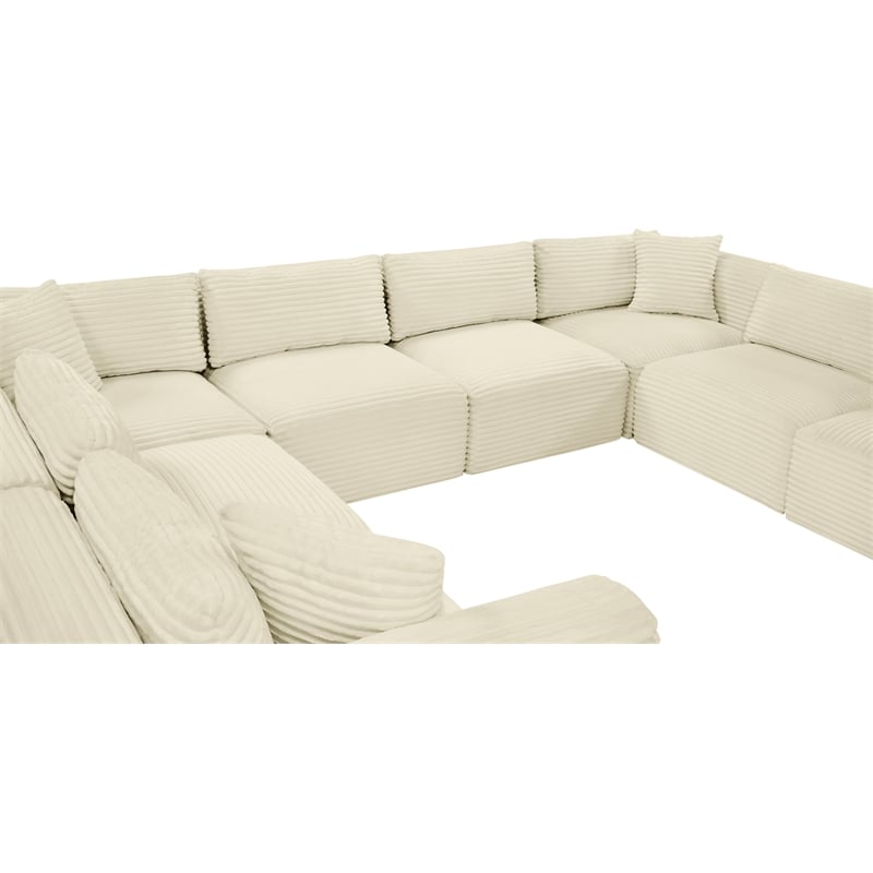 Meridian Furniture 8-Piece Cream Corduroy Performance Fabric Modular Sectional