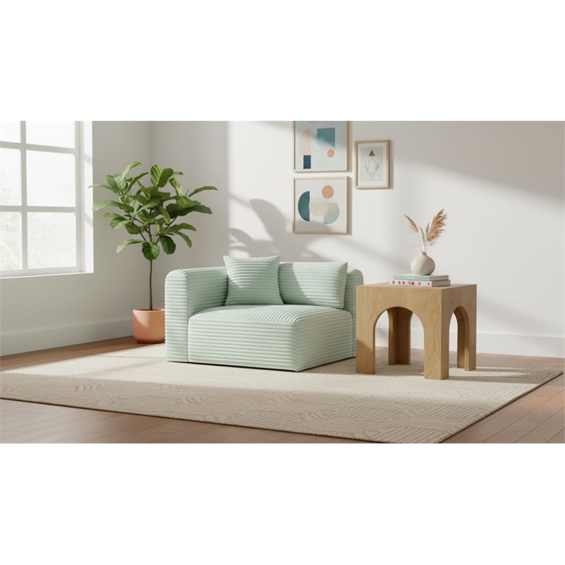 Meridian Furniture Shaggy Mint Corduroy Performance Fabric Corner Chair