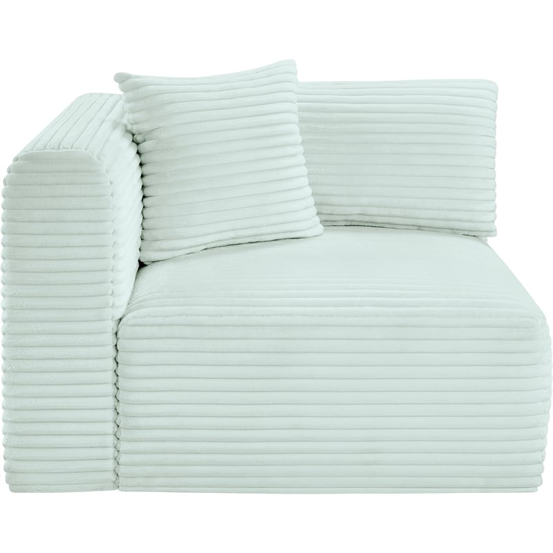 Meridian Furniture Shaggy Mint Corduroy Performance Fabric Corner Chair