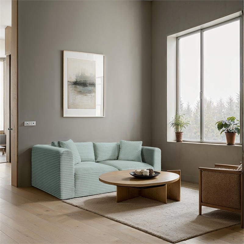 Meridian Furniture 2-Piece Mint Corduroy Performance Fabric Modular Sofa