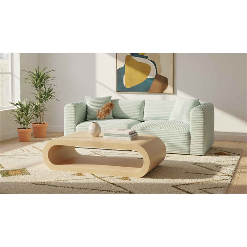 Meridian Furniture 2-Piece Mint Corduroy Performance Fabric Modular Sofa