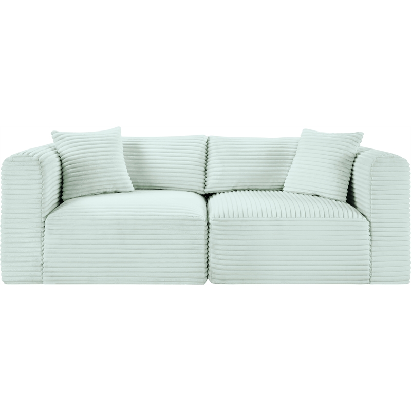 Meridian Furniture 2-Piece Mint Corduroy Performance Fabric Modular Sofa
