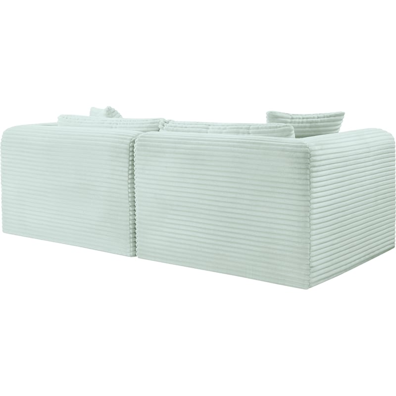 Meridian Furniture 2-Piece Mint Corduroy Performance Fabric Modular Sofa