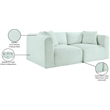 Meridian Furniture 2-Piece Mint Corduroy Performance Fabric Modular Sofa