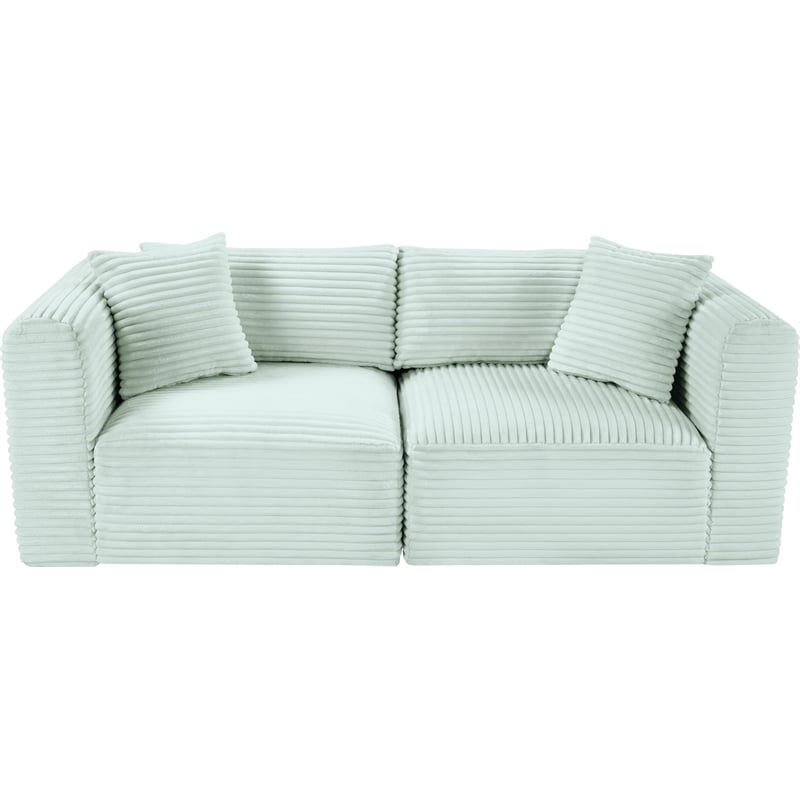 Meridian Furniture 2-Piece Mint Corduroy Performance Fabric Modular Sofa