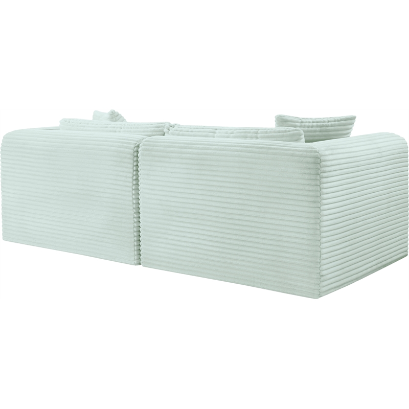 Meridian Furniture 2-Piece Mint Corduroy Performance Fabric Modular Sofa