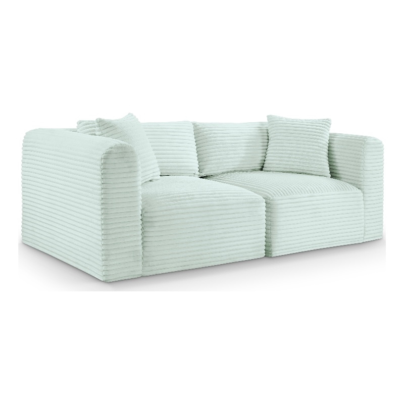 Meridian Furniture 2-Piece Mint Corduroy Performance Fabric Modular Sofa