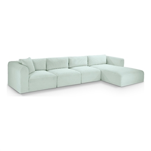 Meridian Furniture 4-Piece Mint Corduroy Performance Fabric Modular Sectional